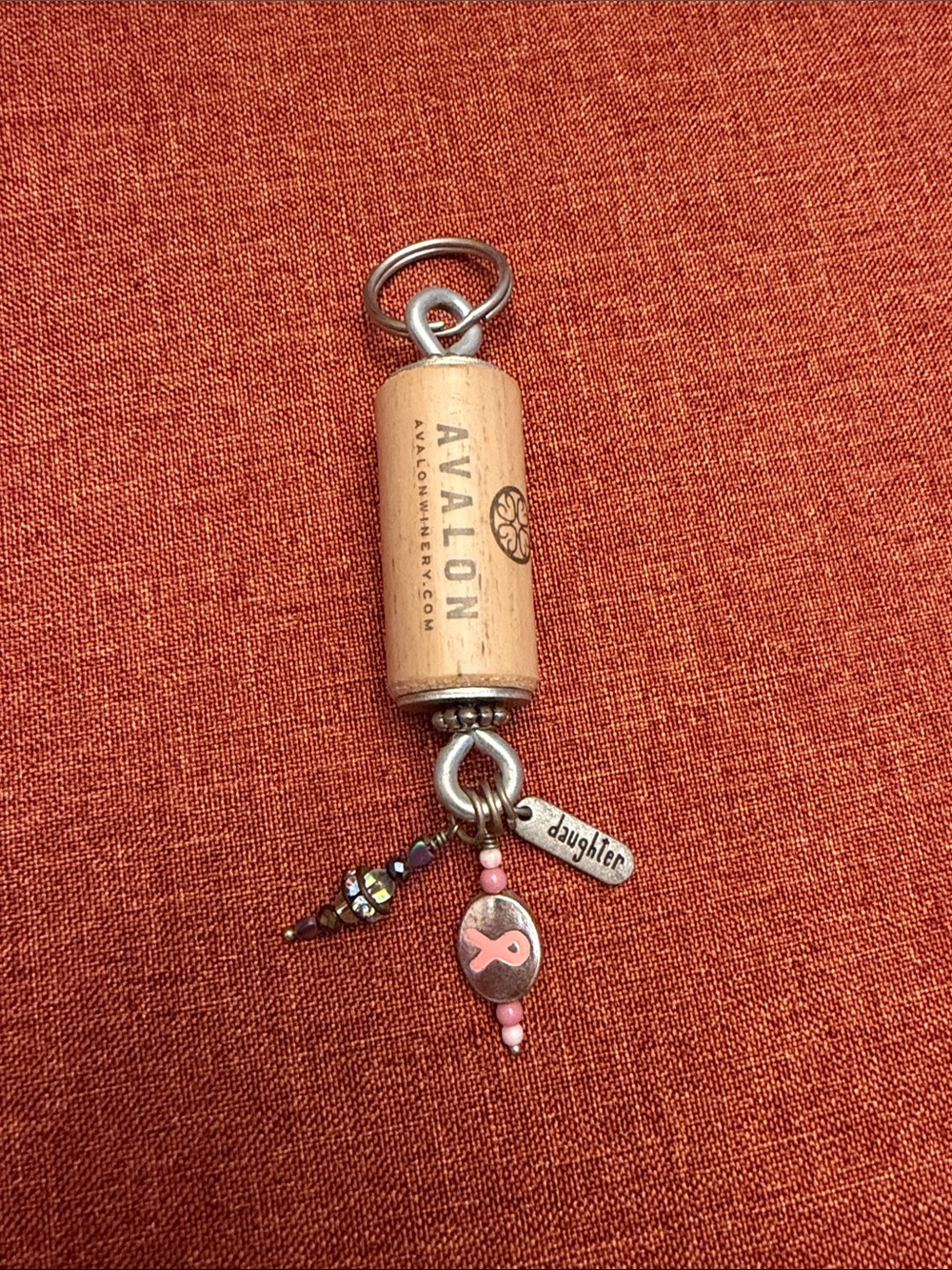 Avalon Pink Ribbon Breast Cancer Survivor Daughter Keychain Charm
